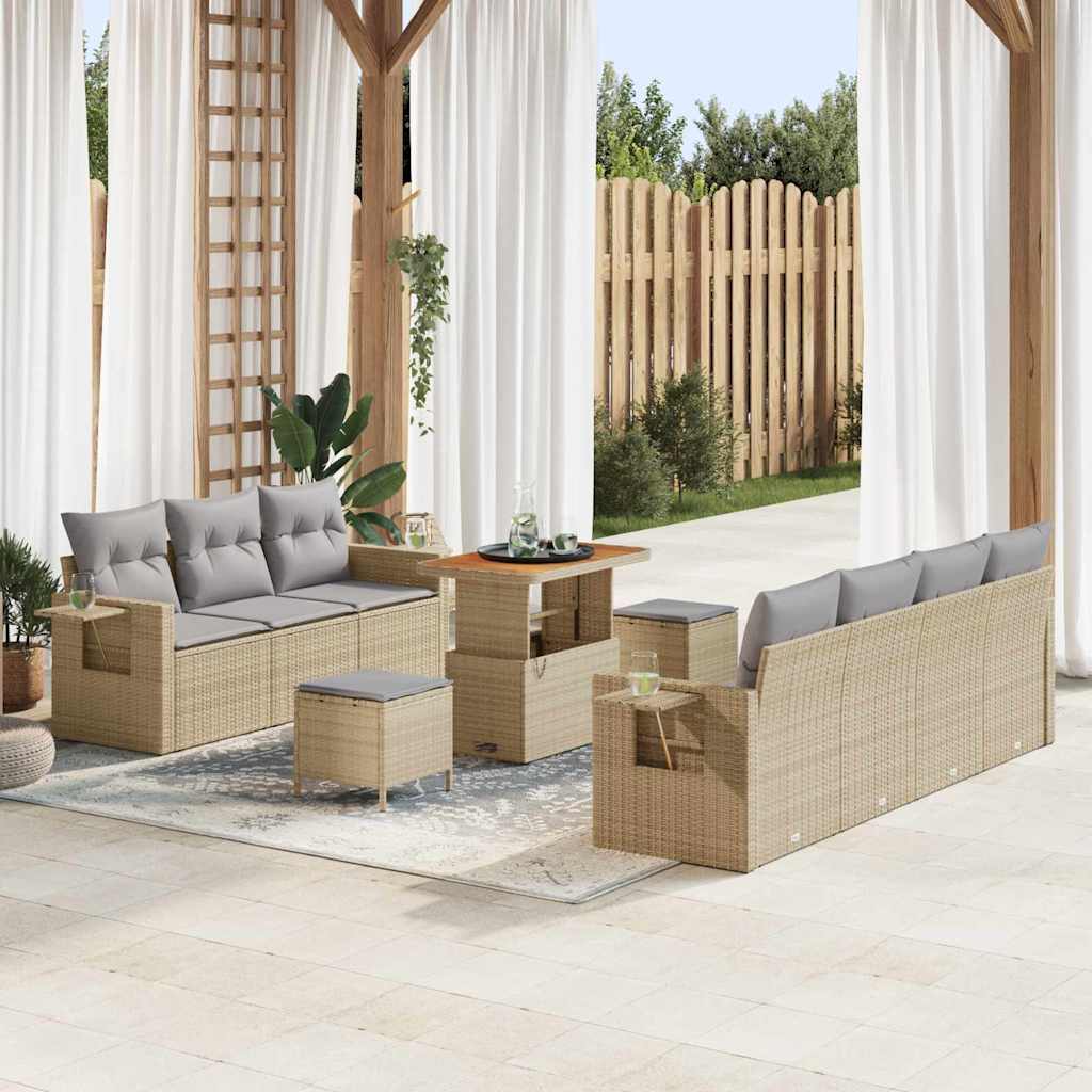 vidaXL Zestaw Sof na Ogród z poduszką 10 pcs beżowo-jasnoszary