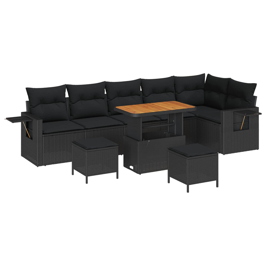 vidaXL Zestaw Sof na Ogród z poduszką 11 pcs Czarny polirattan