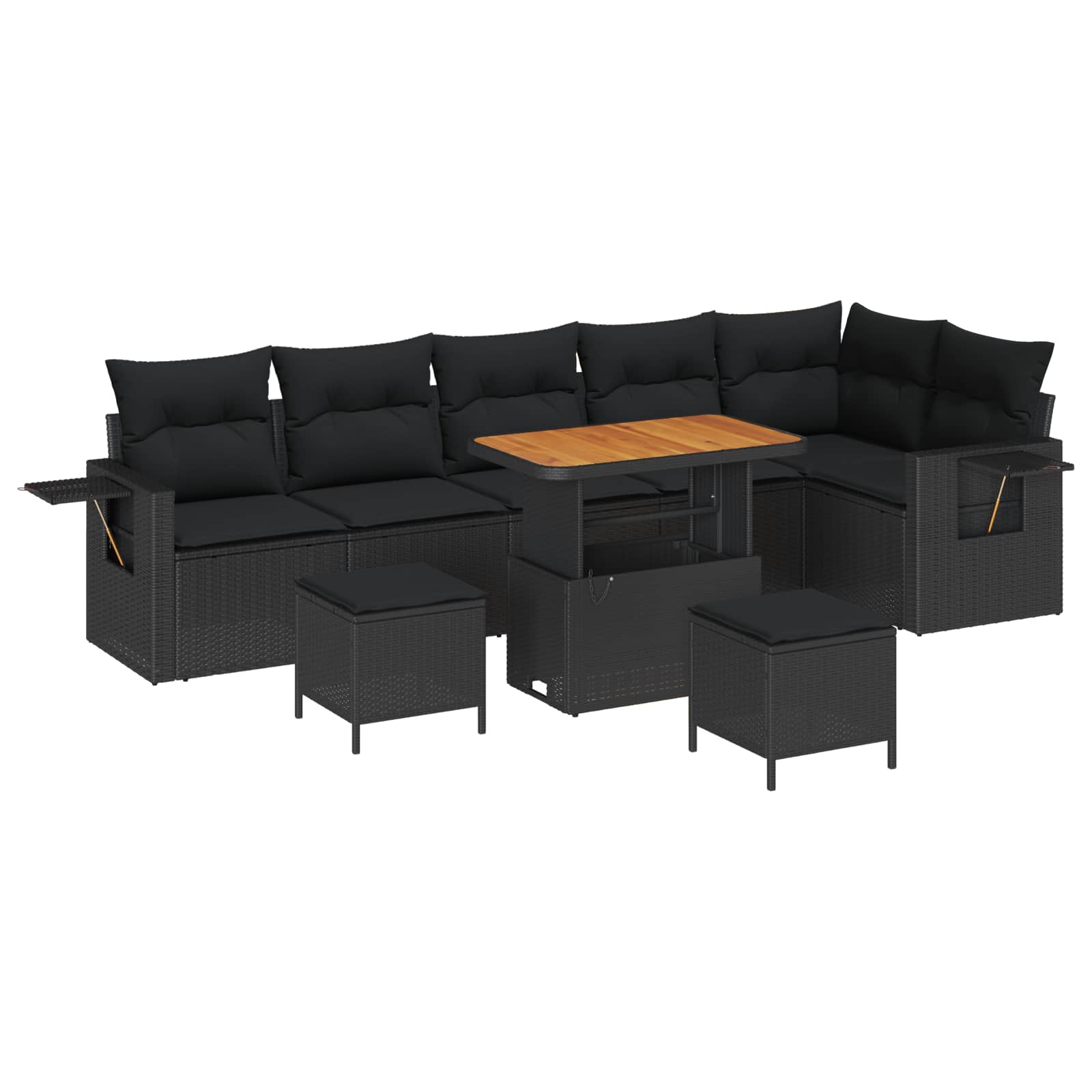 vidaXL Zestaw Sof na Ogród z poduszką 11 pcs Czarny polirattan