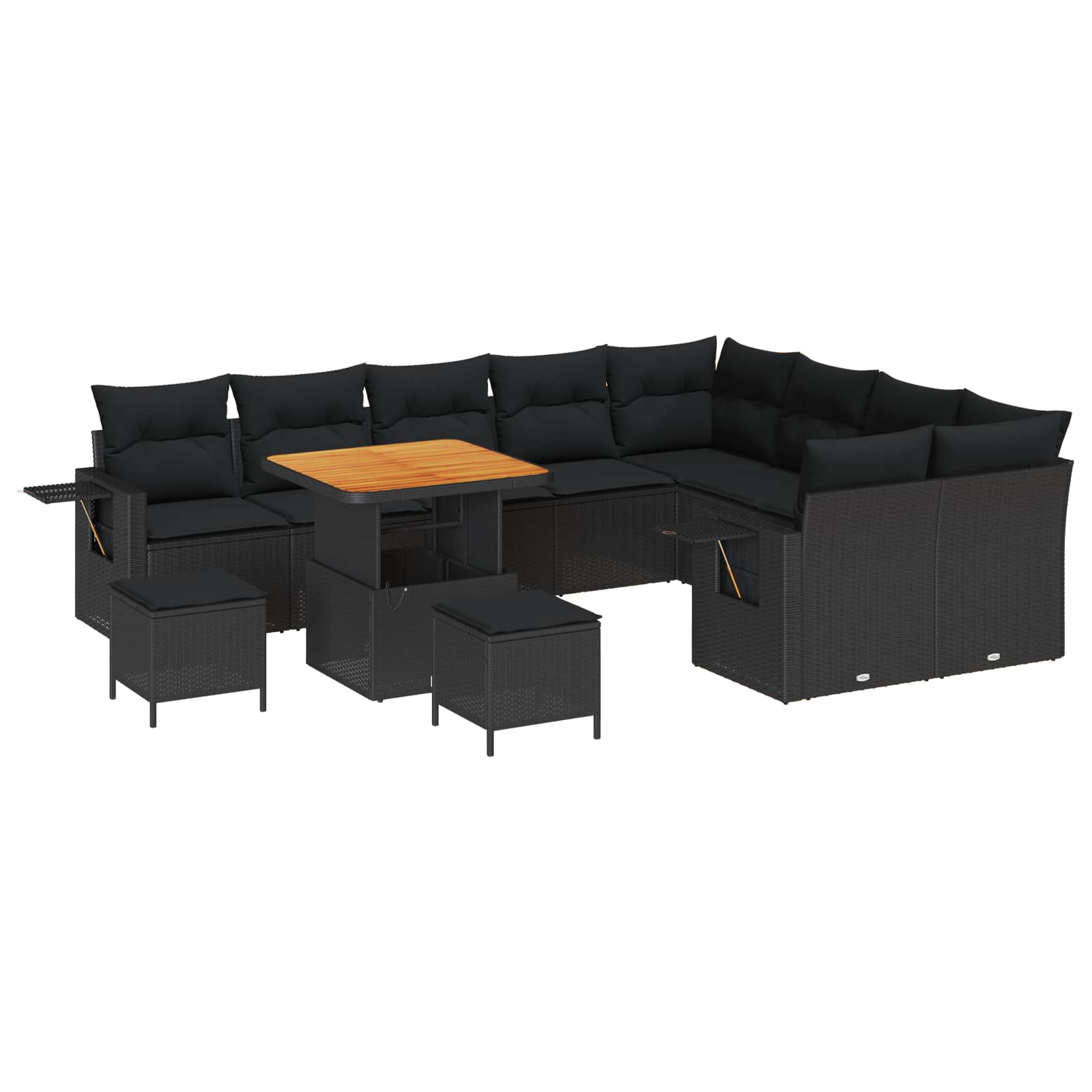 vidaXL Zestaw Sof na Ogród z poduszką 12 pcs Czarny polirattan