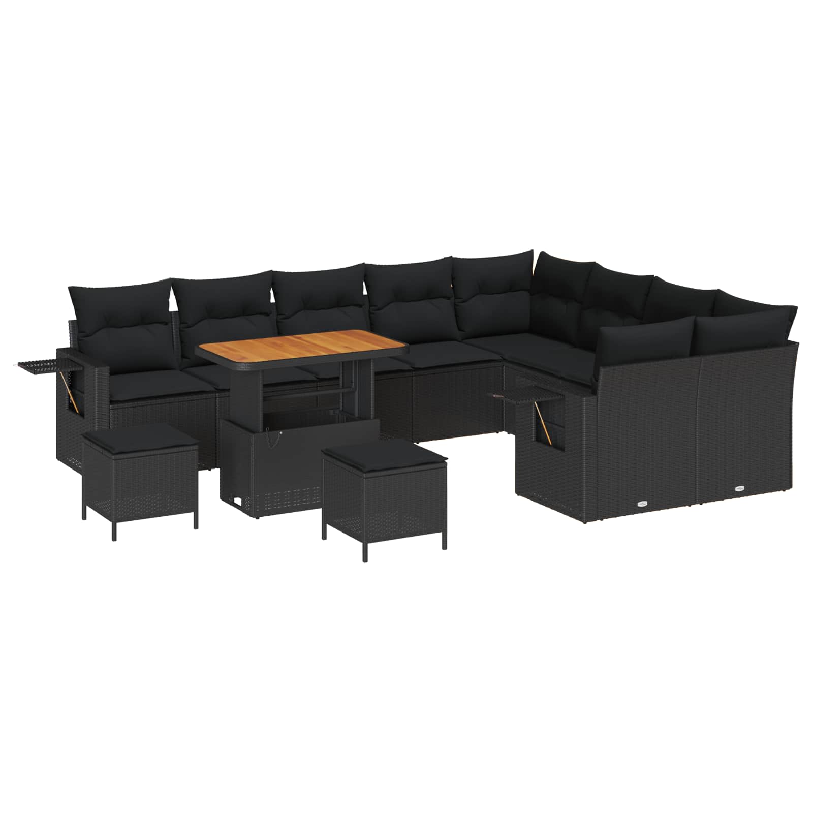 vidaXL Zestaw Sof na Ogród z poduszką 12 pcs Czarny polirattan
