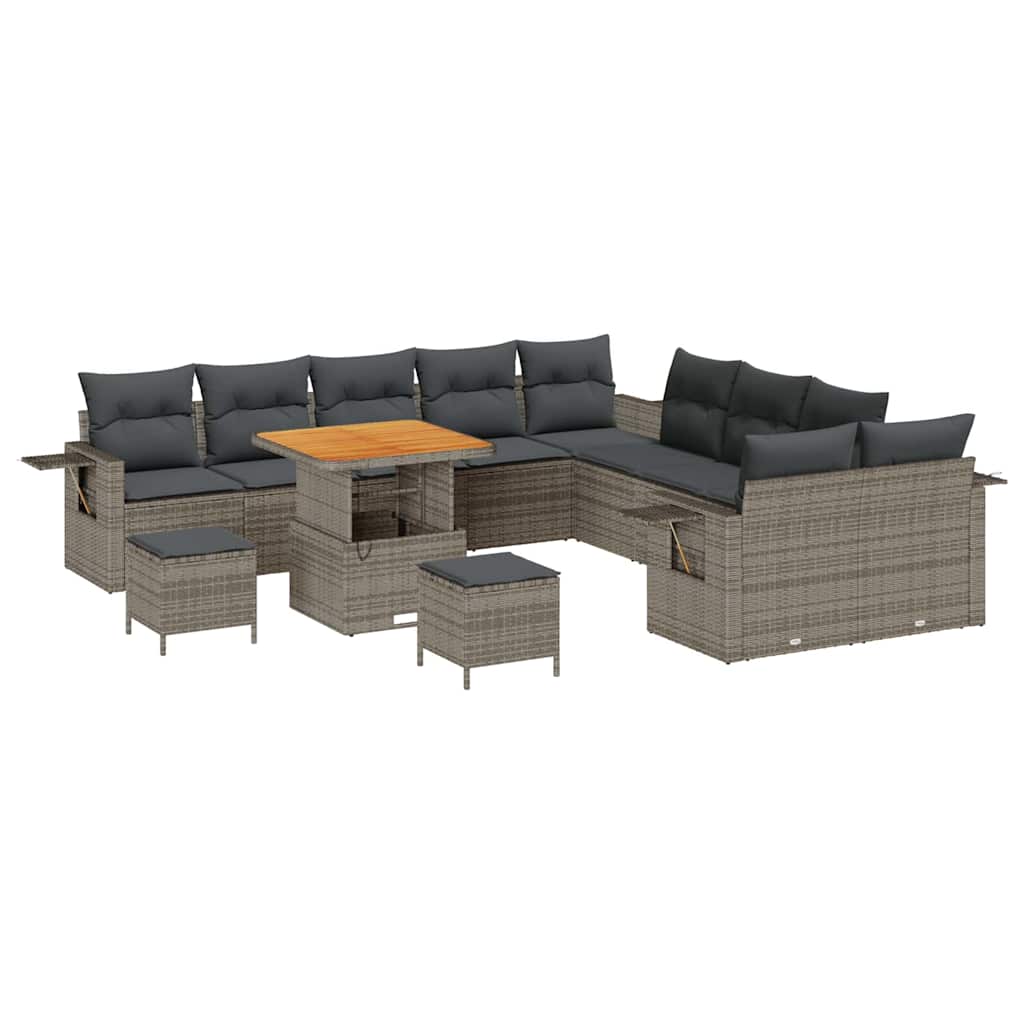 vidaXL Zestaw Sof na Ogród z poduszką 13 pcs Szary polirattan