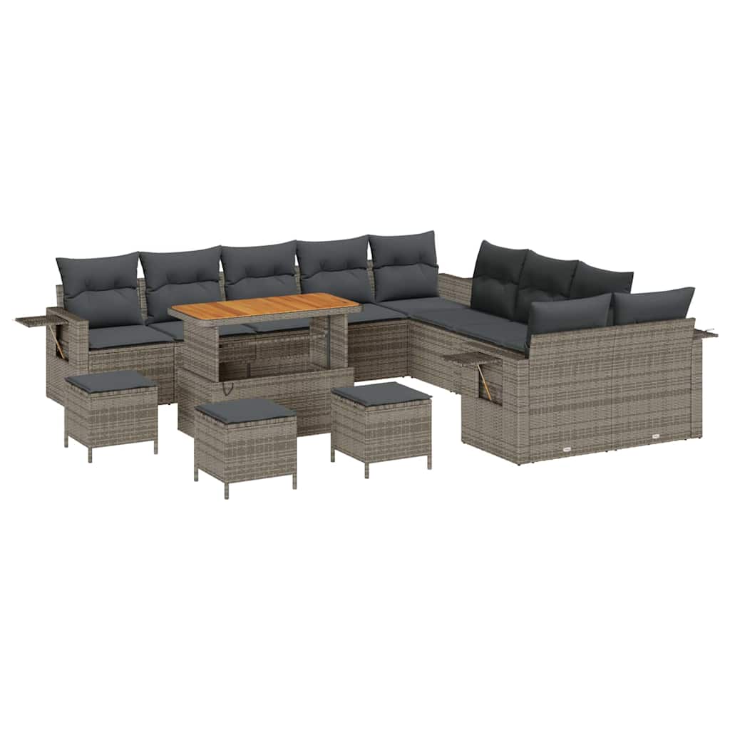 vidaXL Zestaw Sof na Ogród z poduszką 14 pcs Szary polirattan