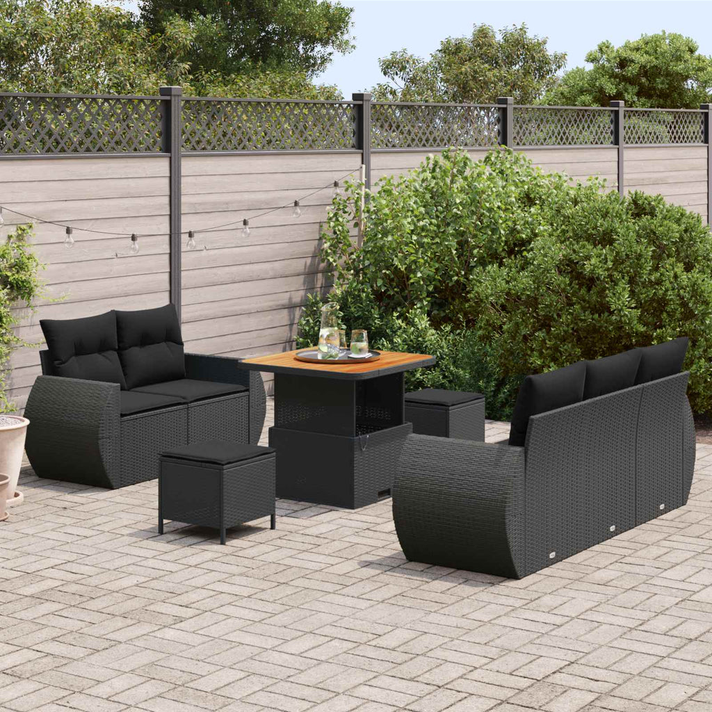 vidaXL Zestaw Sof na Ogród z poduszką 8 pcs Czarny polirattan