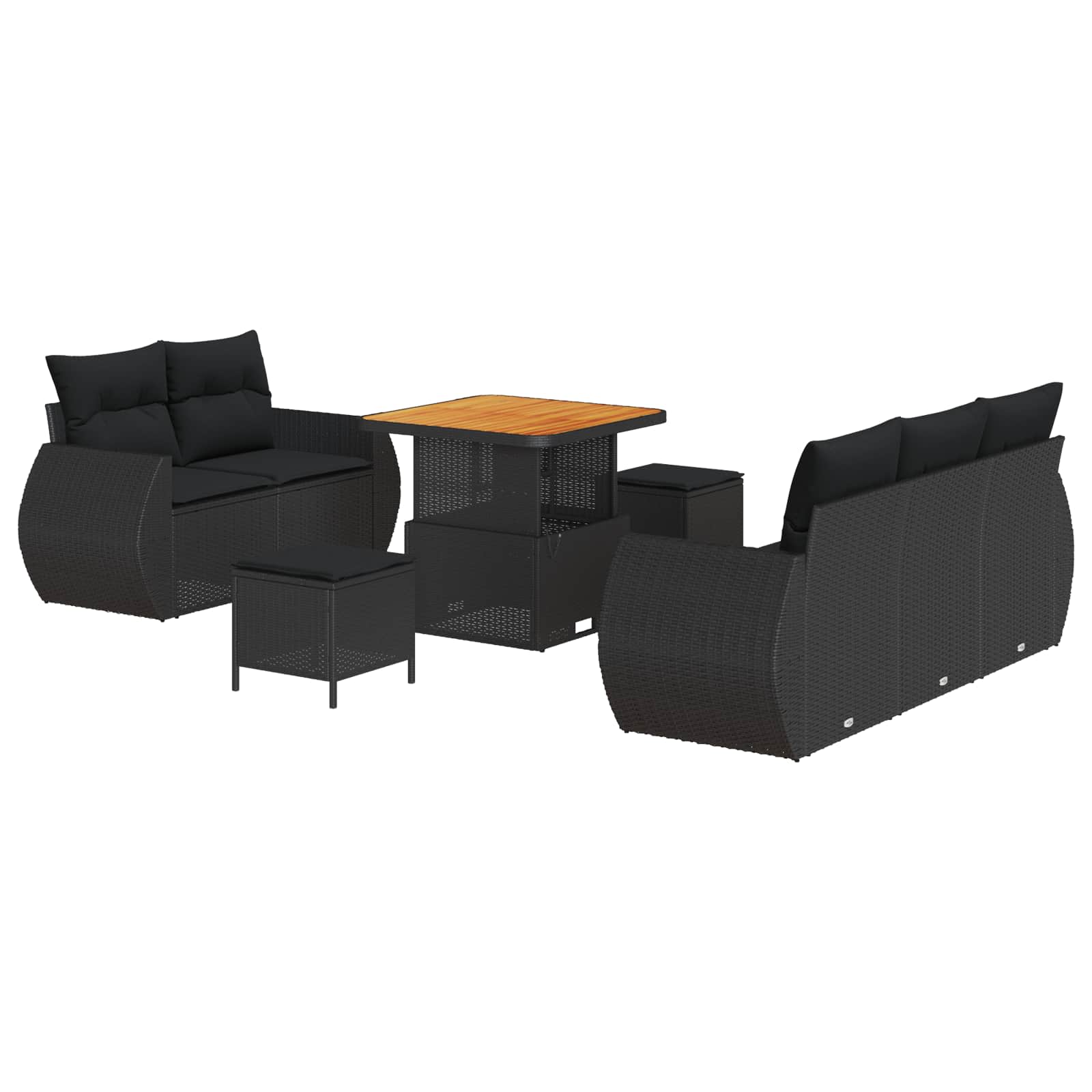 vidaXL Zestaw Sof na Ogród z poduszką 8 pcs Czarny polirattan