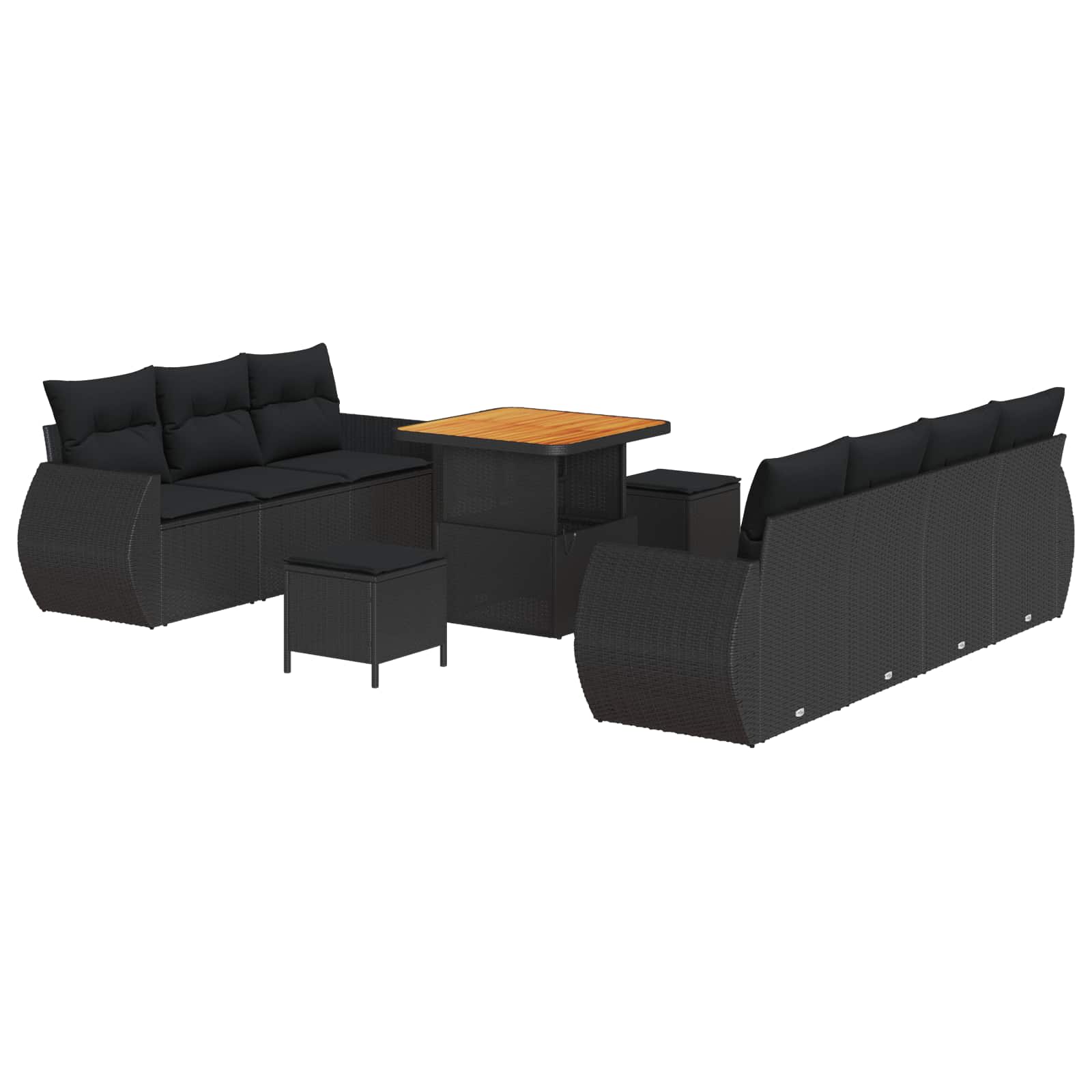 vidaXL Zestaw Sof na Ogród z poduszką 10 pcs Czarny polirattan