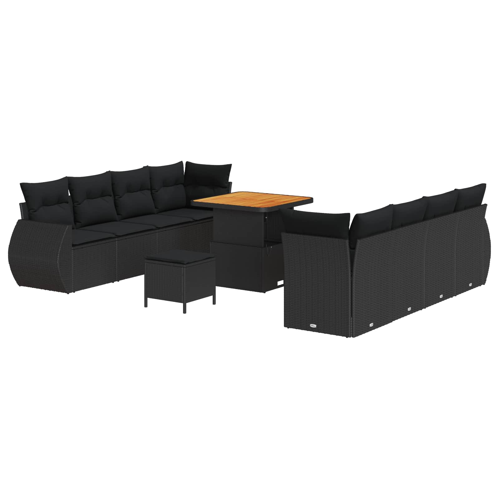 vidaXL Zestaw Sof na Ogród z przechowywaniem 11 pcs Czarny Polirattan