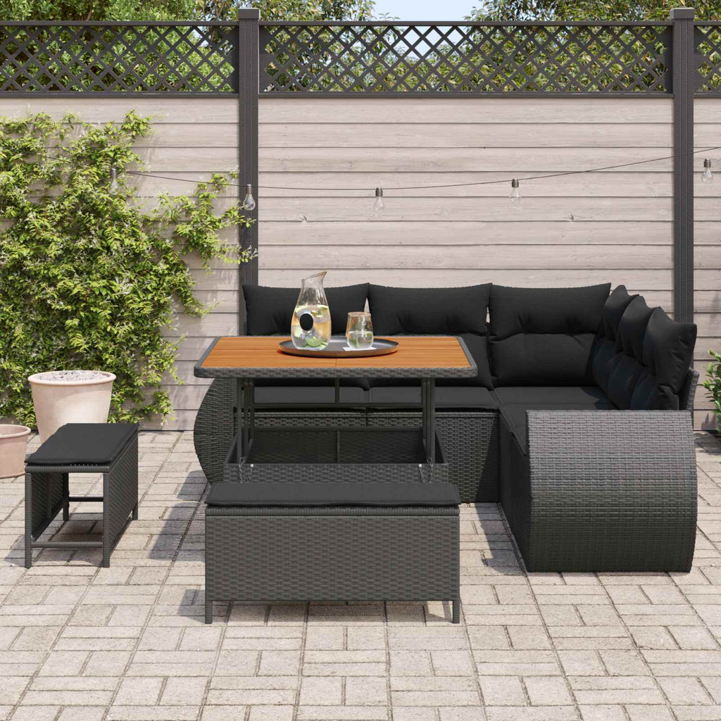 vidaXL Zestaw Sof na Ogród z poduszką 8 pcs Czarny polirattan