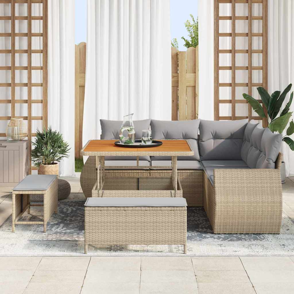 vidaXL Zestaw Sof na Ogród z poduszką 8 pcs beżowo-jasnoszary