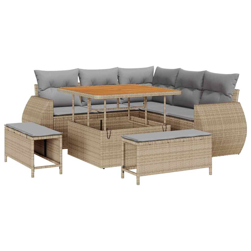 vidaXL Zestaw Sof na Ogród z poduszką 8 pcs beżowo-jasnoszary