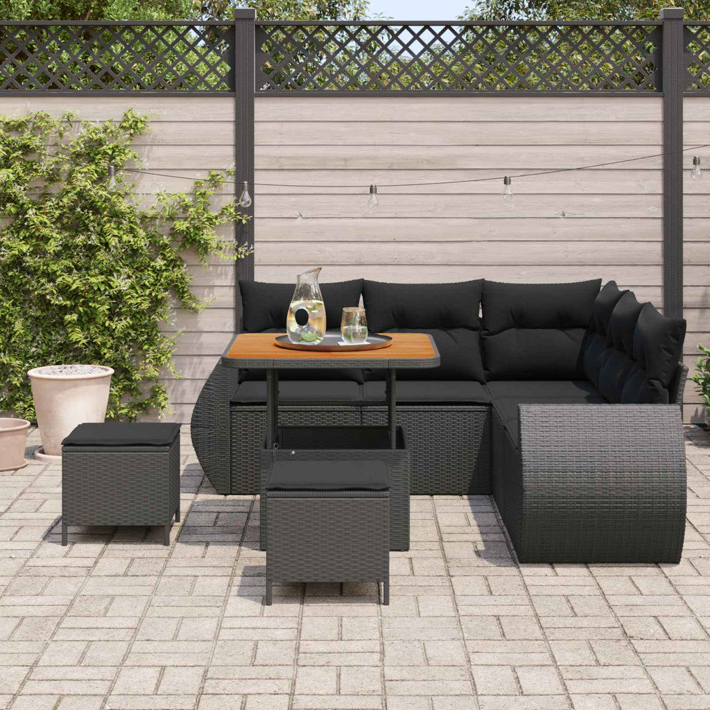 vidaXL Zestaw Sof na Ogród z poduszką 8 pcs Czarny polirattan