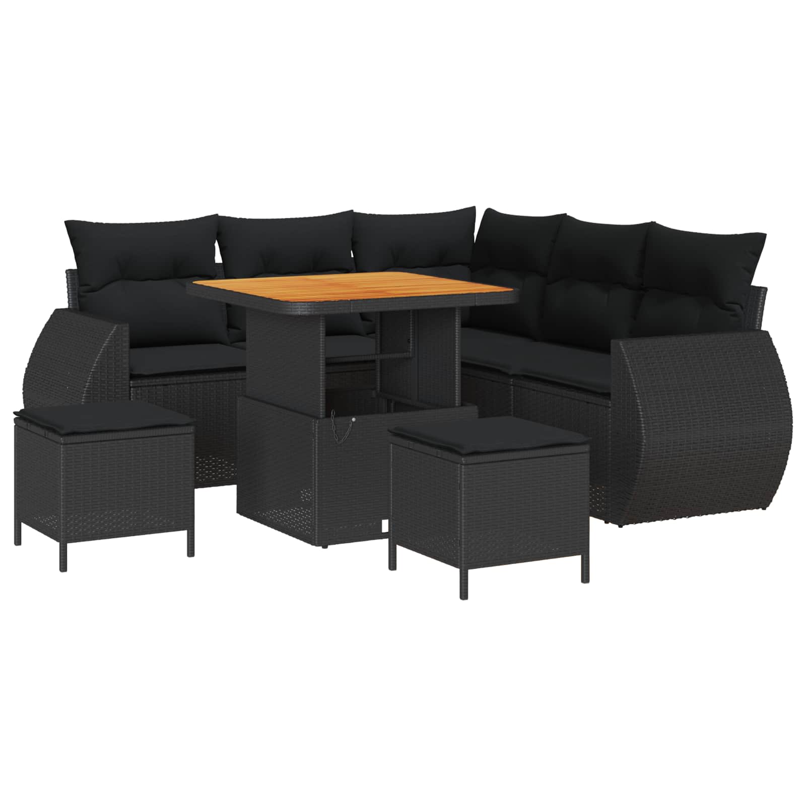 vidaXL Zestaw Sof na Ogród z poduszką 8 pcs Czarny polirattan