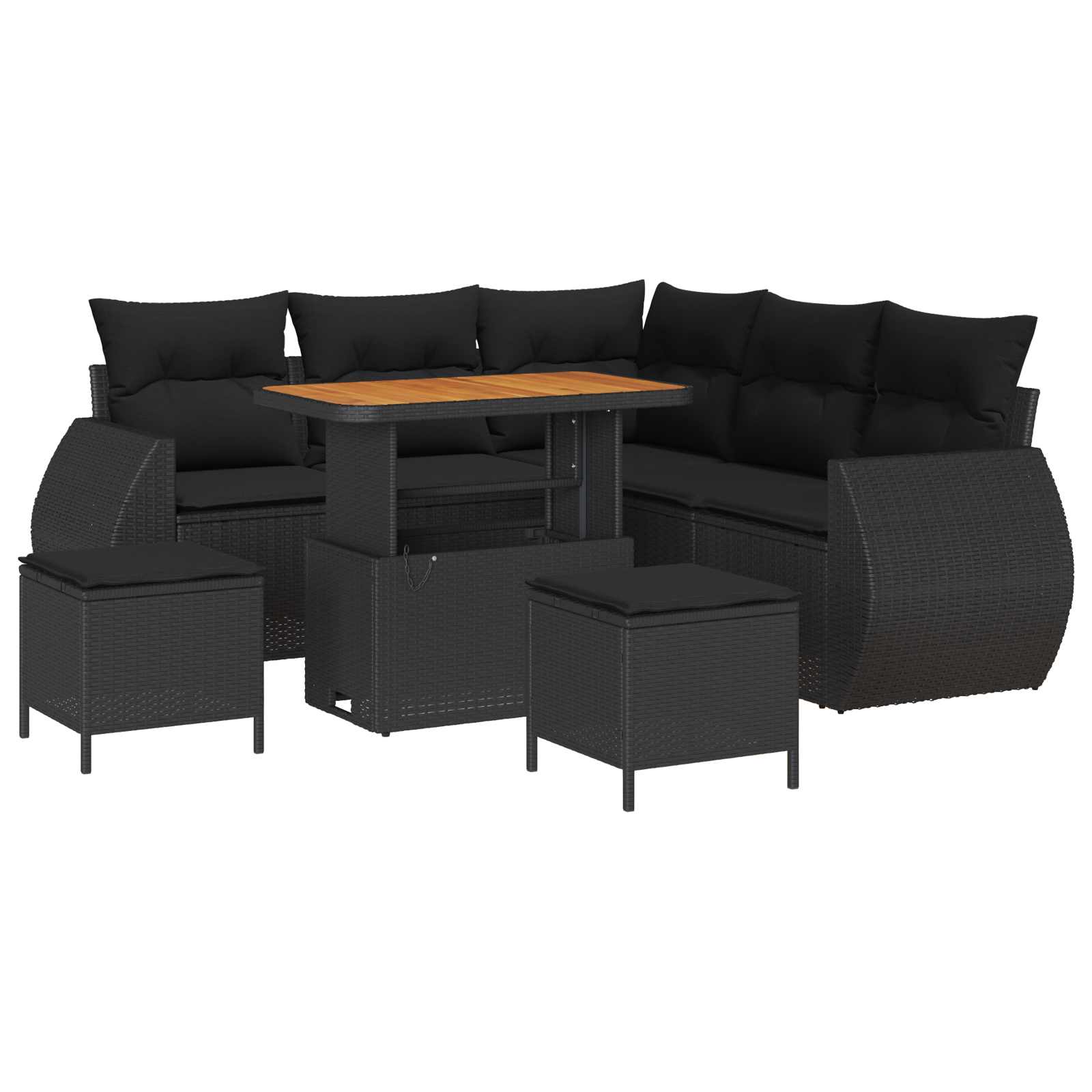 vidaXL Zestaw Sof na Ogród z poduszką 8 pcs Czarny polirattan