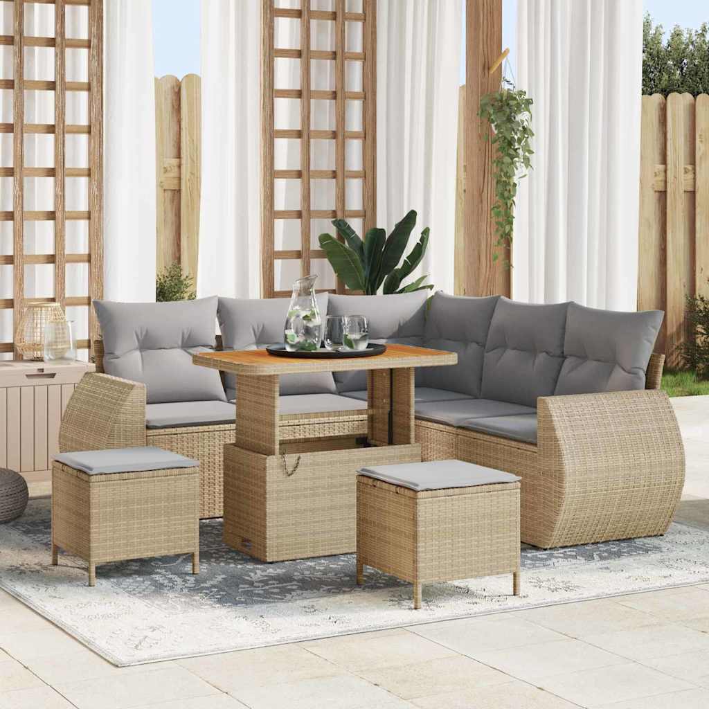 vidaXL Zestaw Sof na Ogród z poduszką 8 pcs beżowo-jasnoszary