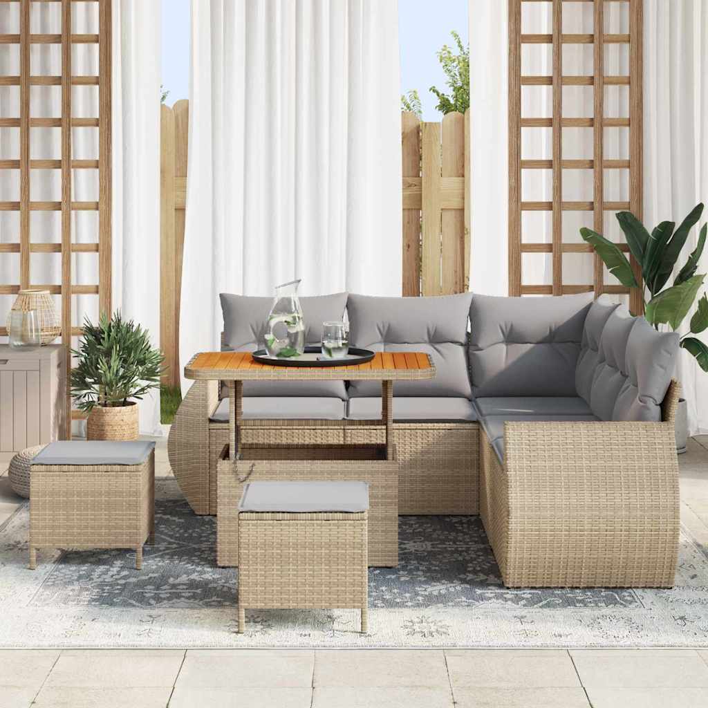 vidaXL Zestaw Sof na Ogród z poduszką 8 pcs beżowo-jasnoszary