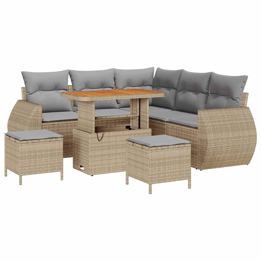 vidaXL Zestaw Sof na Ogród z poduszką 8 pcs beżowo-jasnoszary