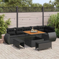 vidaXL Zestaw Sof na Ogród z poduszką 9 pcs Czarny Rattan poli