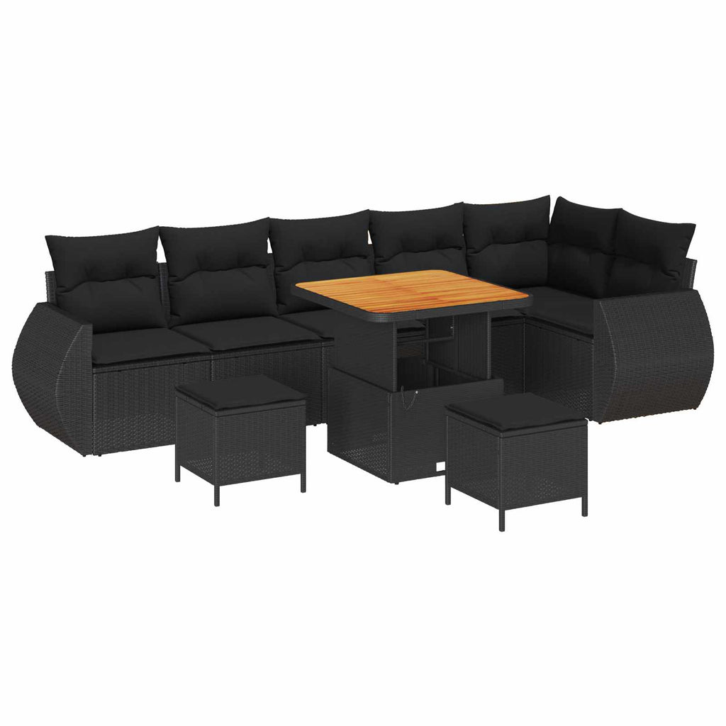 vidaXL Zestaw Sof na Ogród z poduszką 9 pcs Czarny Rattan poli