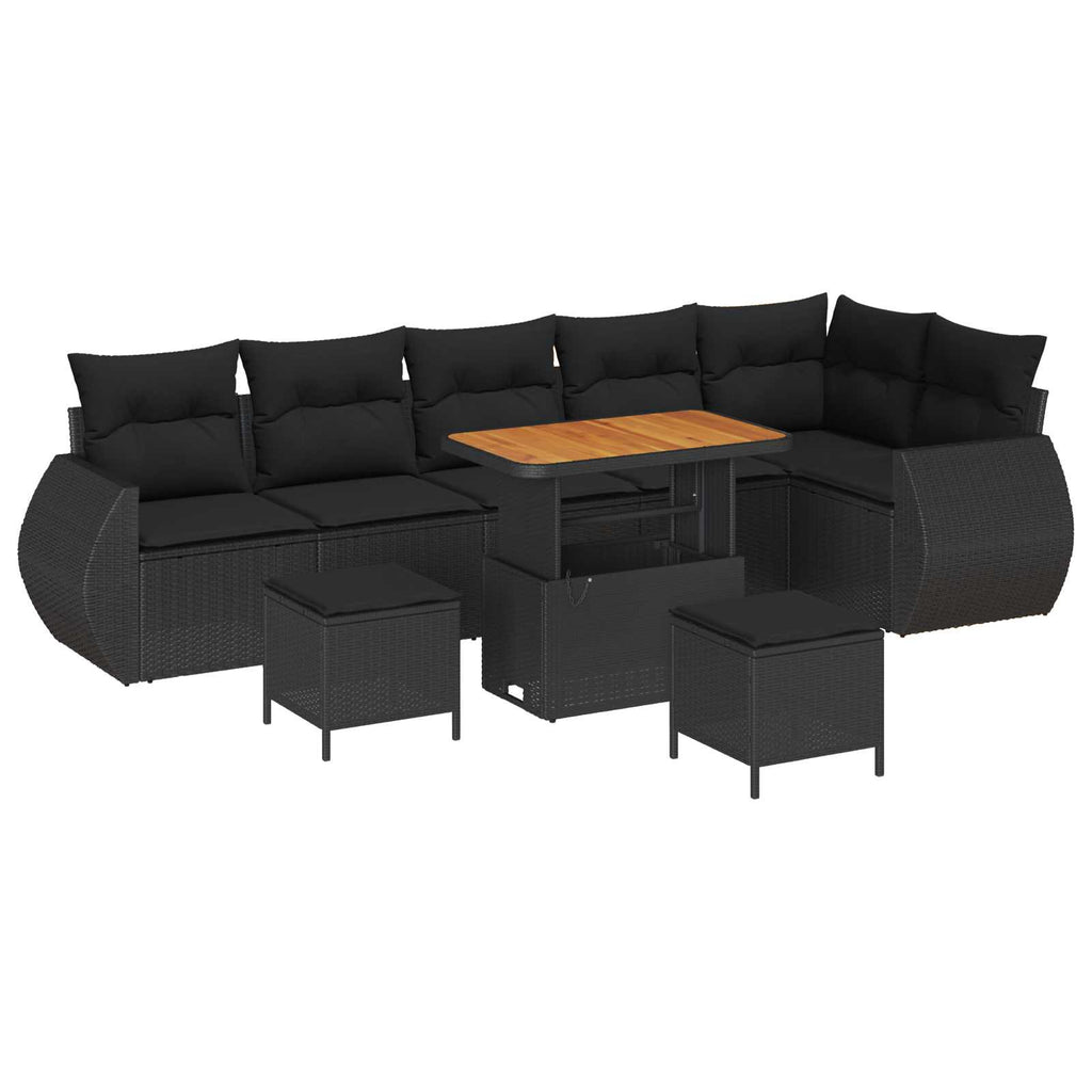 vidaXL Zestaw Sof na Ogród z poduszką 9 pcs Czarny Rattan poli