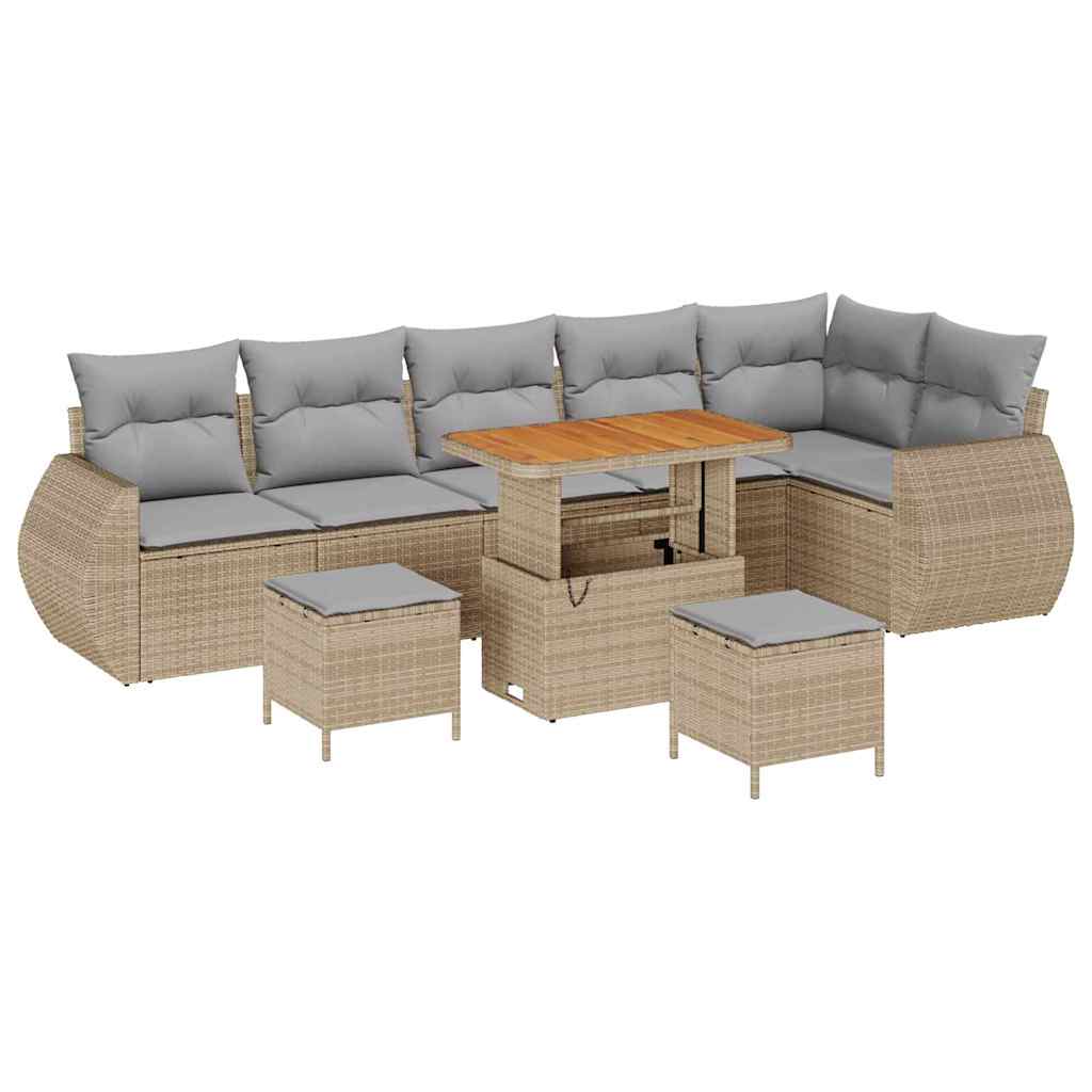 vidaXL Zestaw Sof na Ogród z poduszką 9 pcs beżowo-jasnoszary