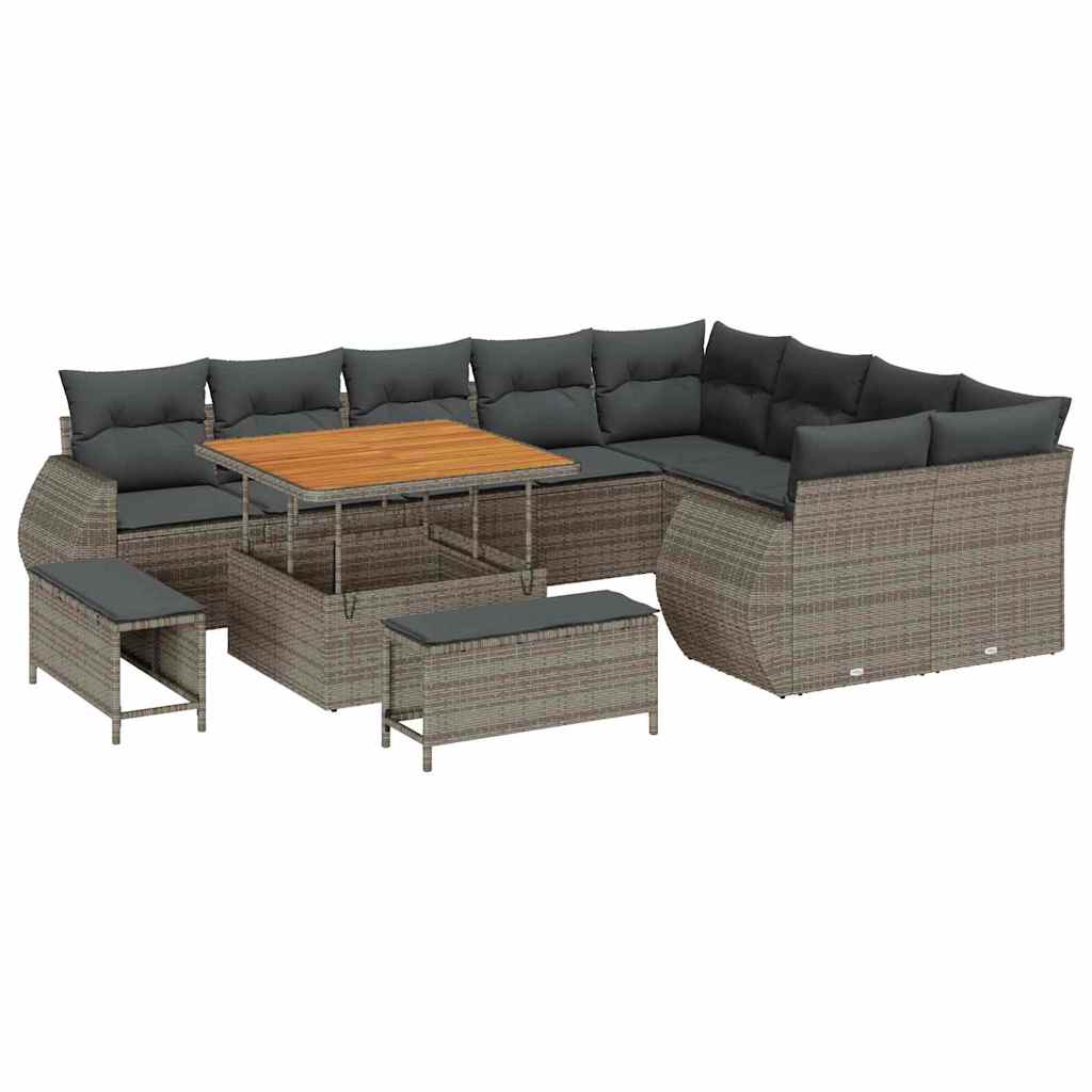 vidaXL Zestaw Sof na Ogród z poduszką z przechowywaniem 12 pcs Szary