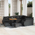 vidaXL Zestaw Sof na Ogród z poduszką 12 pcs Czarny Rattan poli
