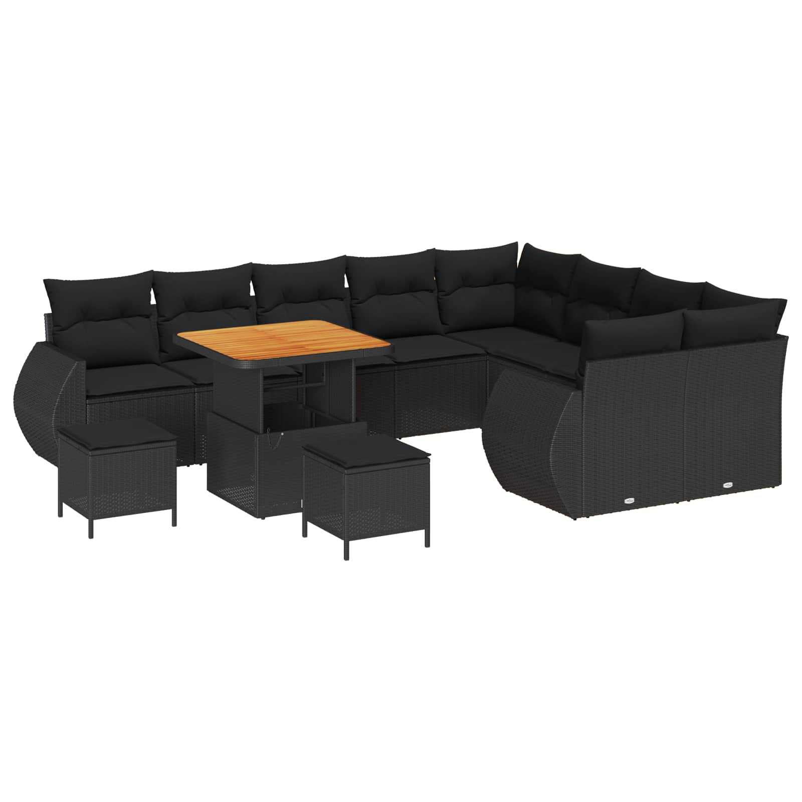 vidaXL Zestaw Sof na Ogród z poduszką 12 pcs Czarny Rattan poli