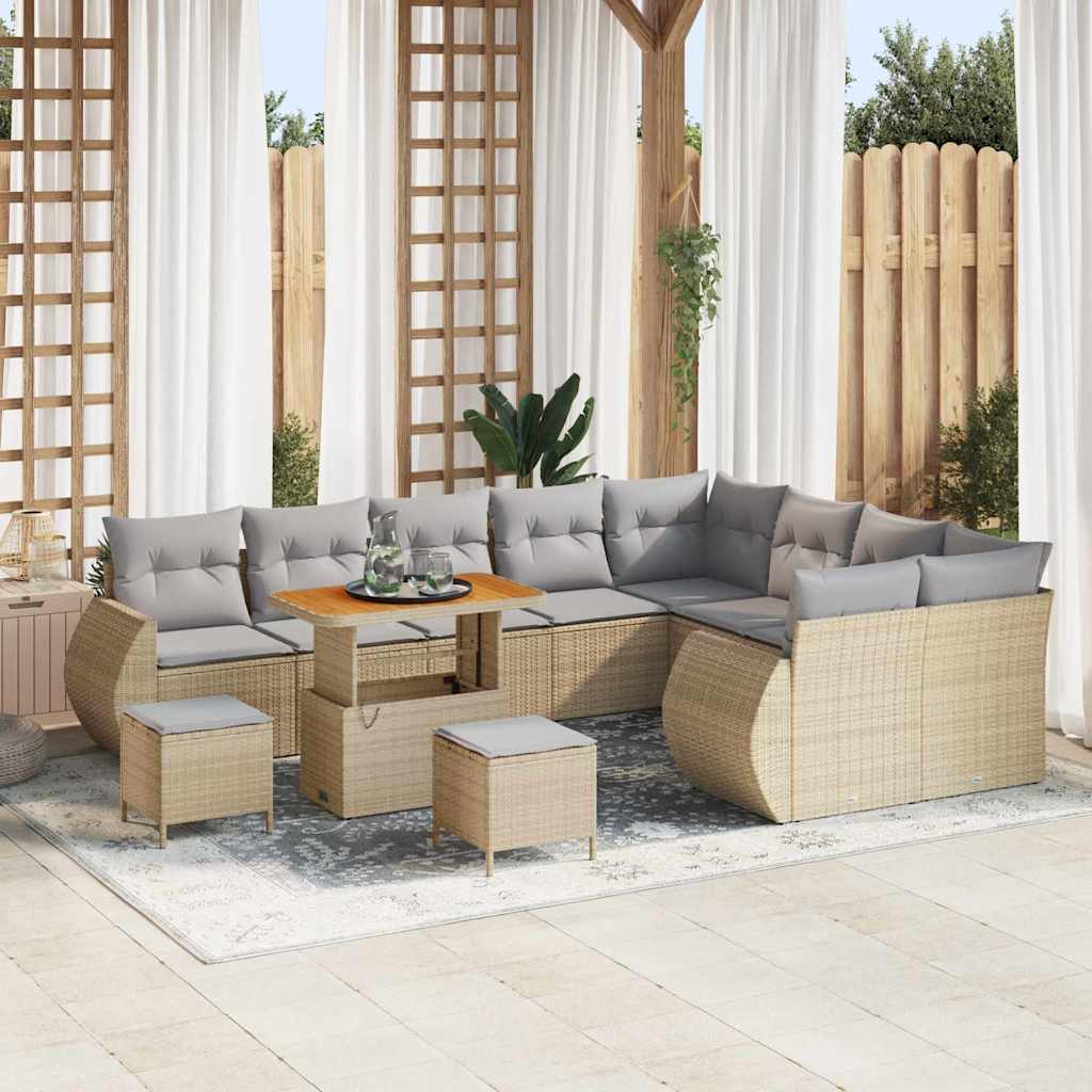 vidaXL Zestaw Sof na Ogród 12 pcs Beżowy i jasnoszary Rattan poli