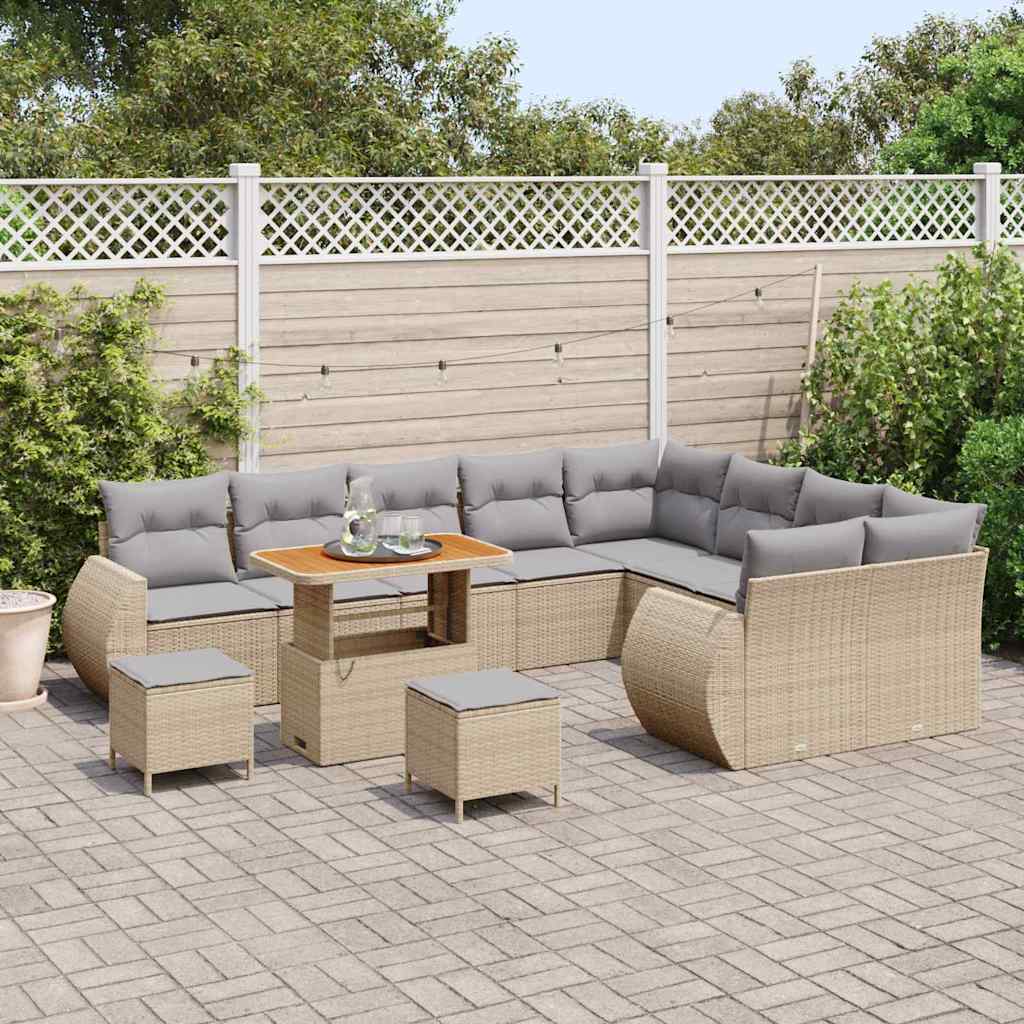vidaXL Zestaw Sof na Ogród 12 pcs Beżowy i jasnoszary Rattan poli