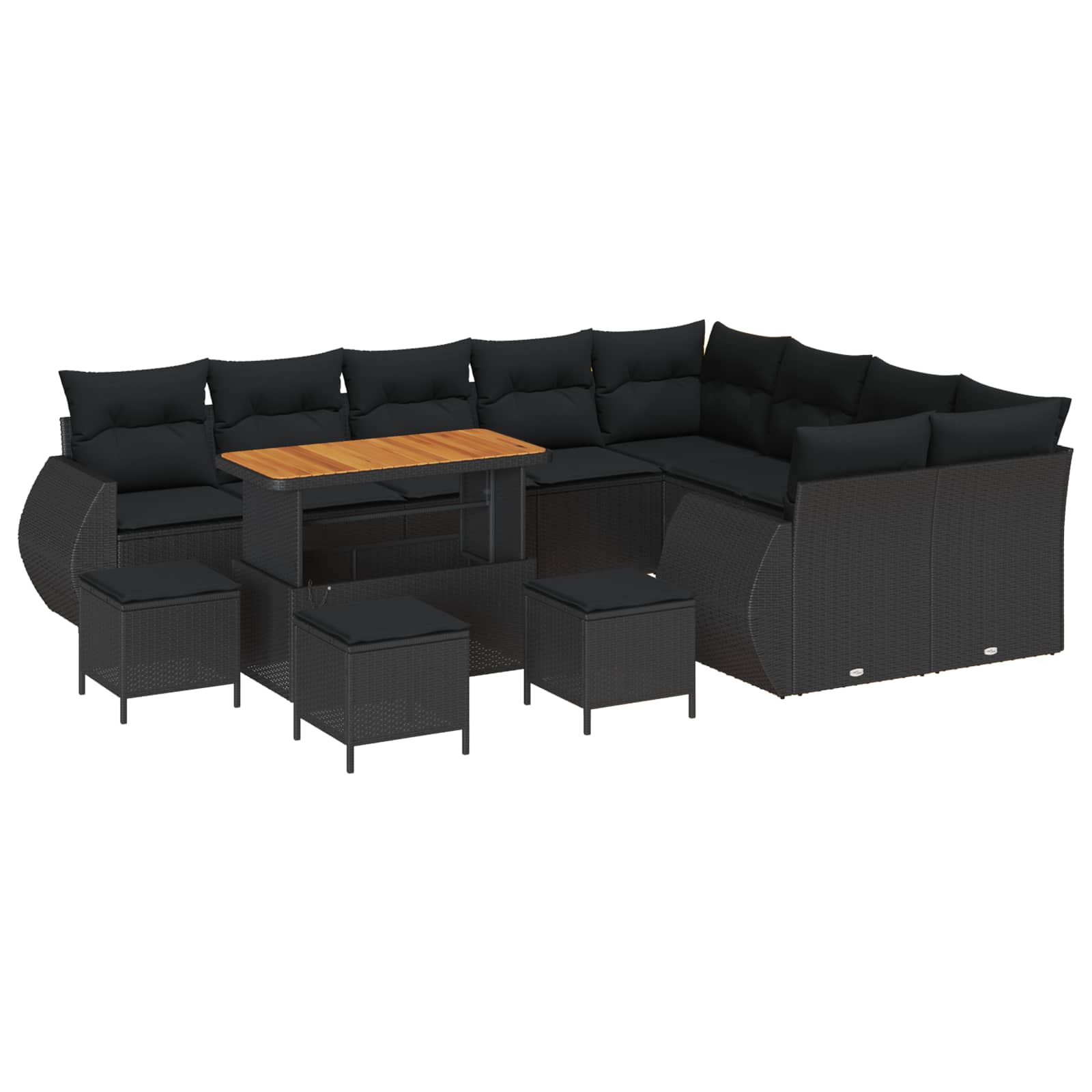 vidaXL Zestaw Sof na Ogród z poduszką 13 pcs Czarny Rattan poli