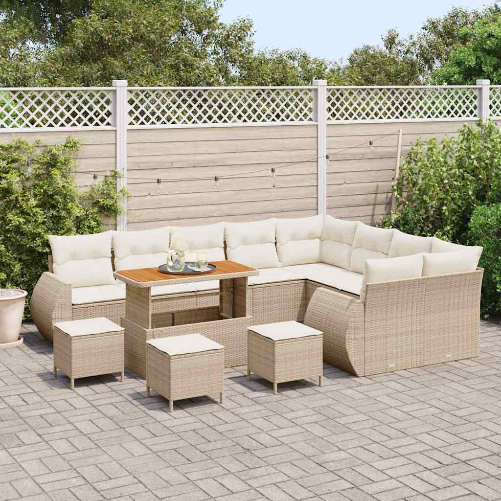 vidaXL Zestaw Sof na Ogród z poduszką 13 pcs beżowo-kremowy