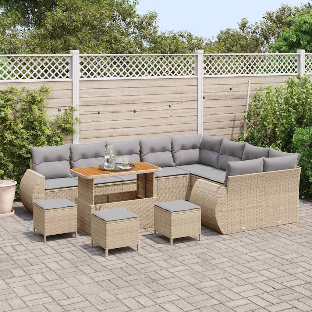 vidaXL Zestaw Sof na Ogród 13 pcs Beżowy i jasnoszary Rattan poli