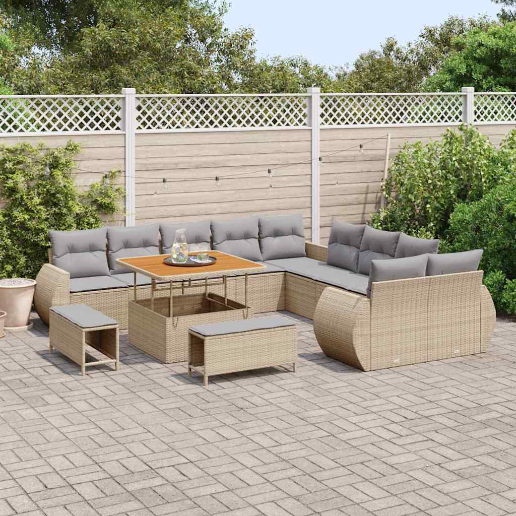 vidaXL Zestaw Sof na Ogród z poduszką 13 pcs beżowo-jasnoszary