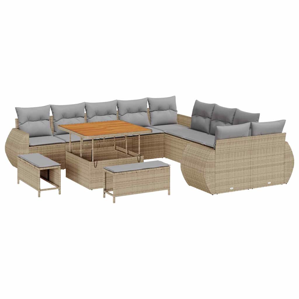vidaXL Zestaw Sof na Ogród z poduszką 13 pcs beżowo-jasnoszary