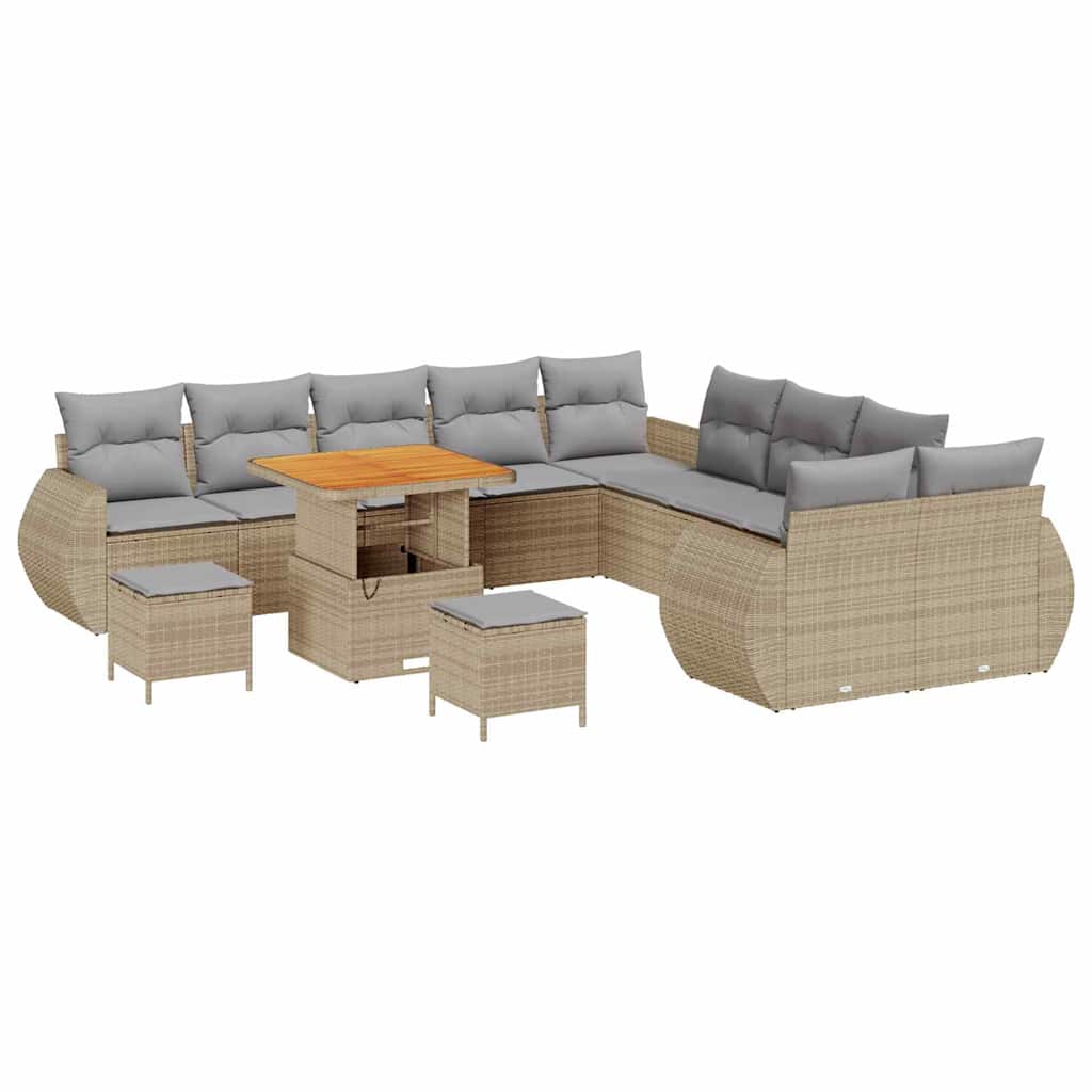 vidaXL Zestaw Sof na Ogród z poduszką 13 pcs beżowo-jasnoszary