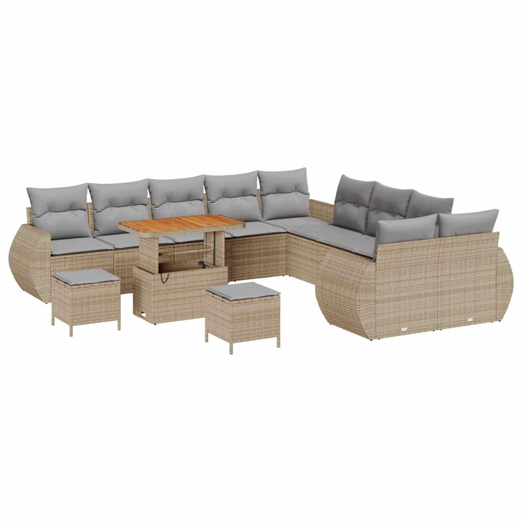 vidaXL Zestaw Sof na Ogród z poduszką 13 pcs beżowo-jasnoszary