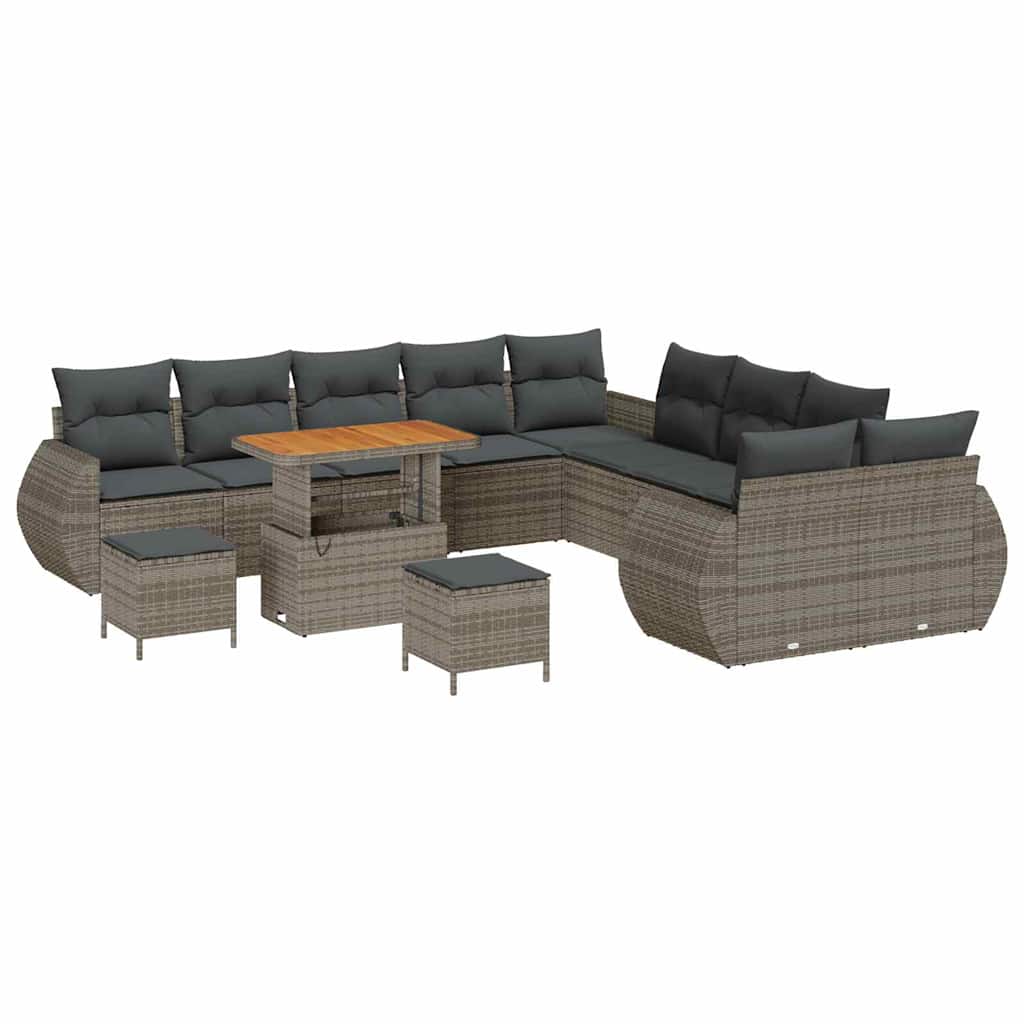 vidaXL Zestaw Sof na Ogród z poduszką z przechowywaniem 13 pcs Szary