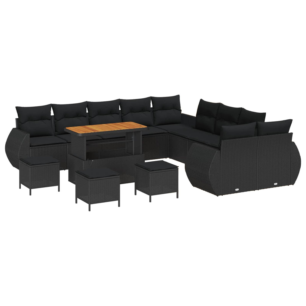 vidaXL Zestaw Sof na Ogród z poduszką z przechowywaniem 14 pcs Czarny