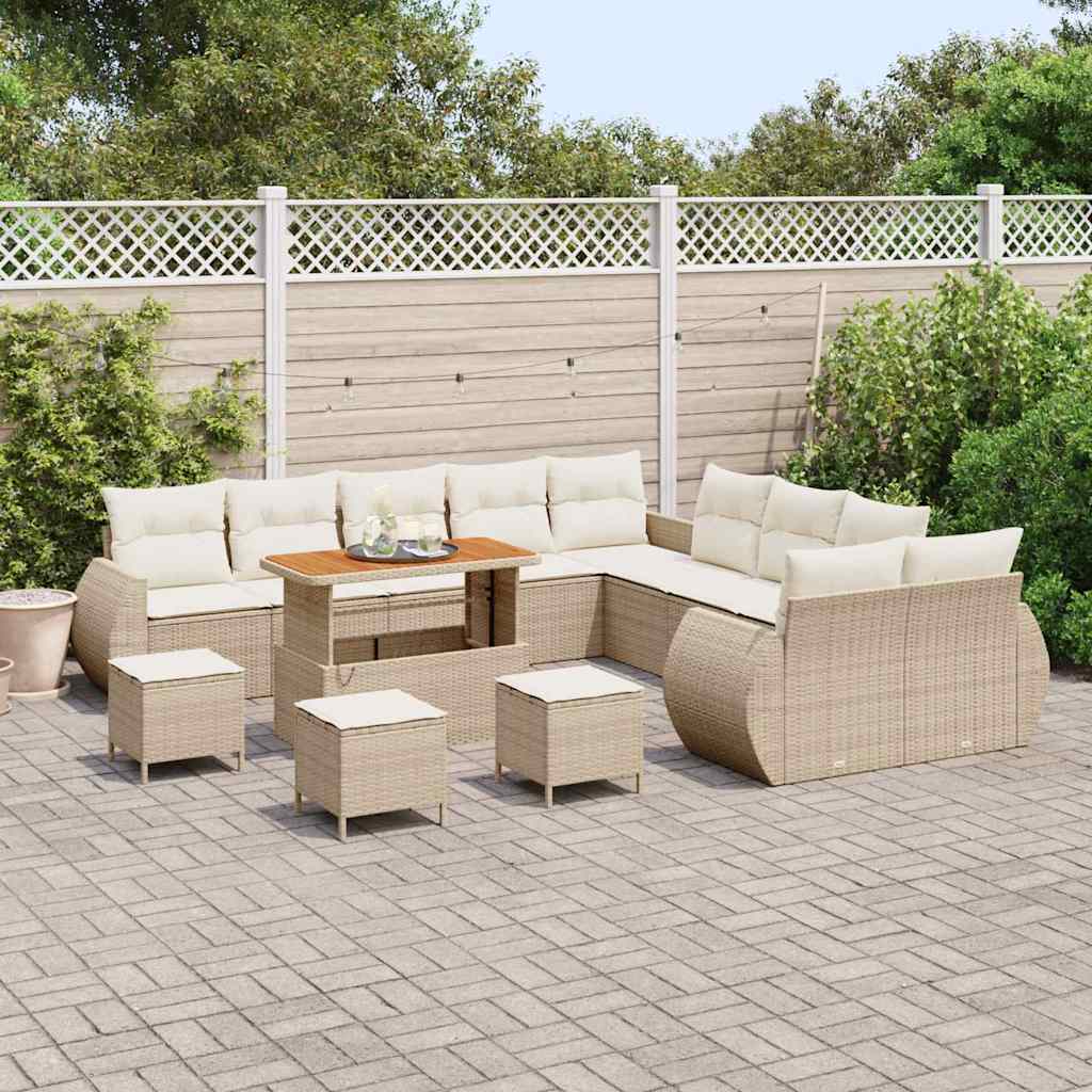 vidaXL Zestaw Sof na Ogród z poduszką 14 pcs beżowo-kremowy