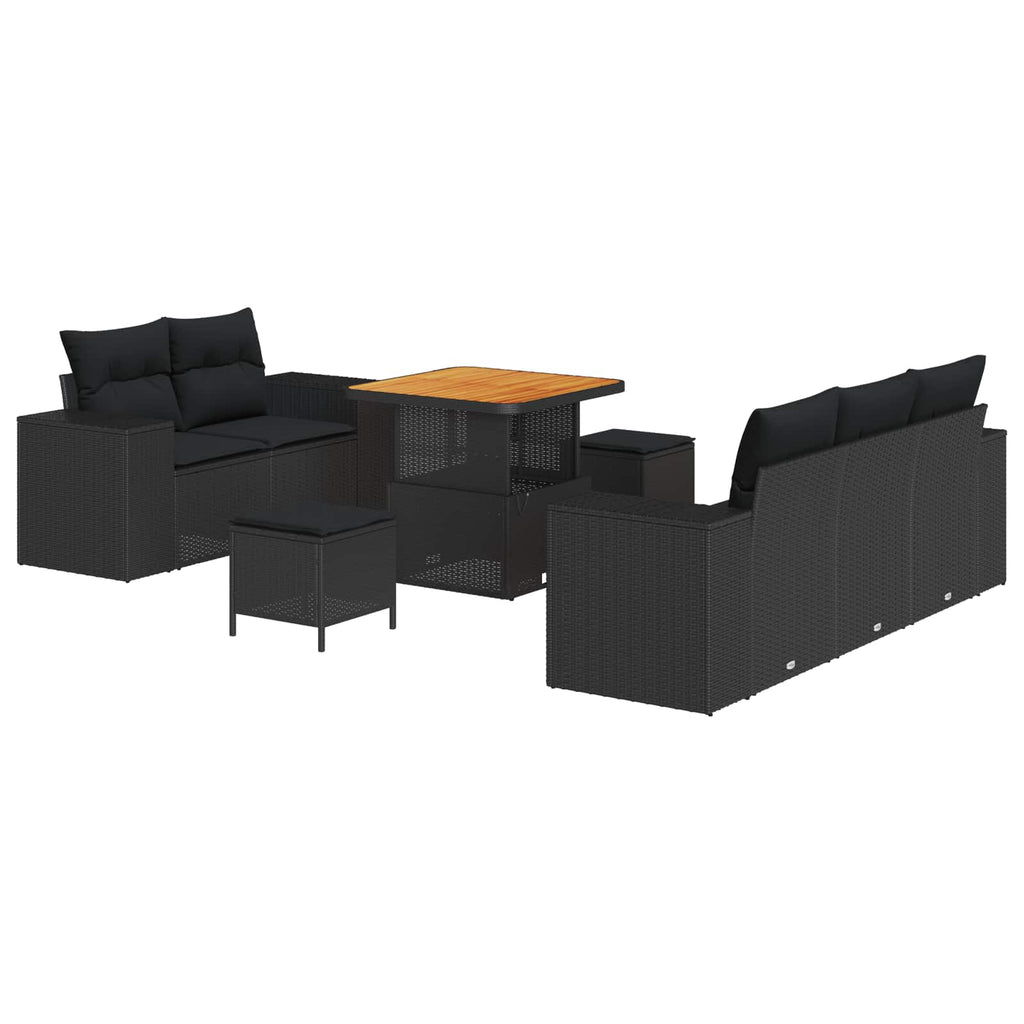 vidaXL Zestaw Sof na Ogród z poduszką 8 pcs Czarny Rattan poli