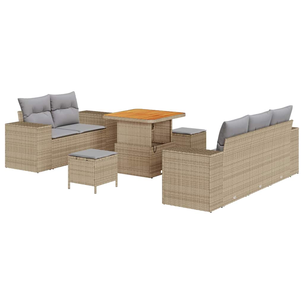vidaXL Zestaw Sof na Ogród 8 pcs Beżowy i jasnoszary Rattan poli