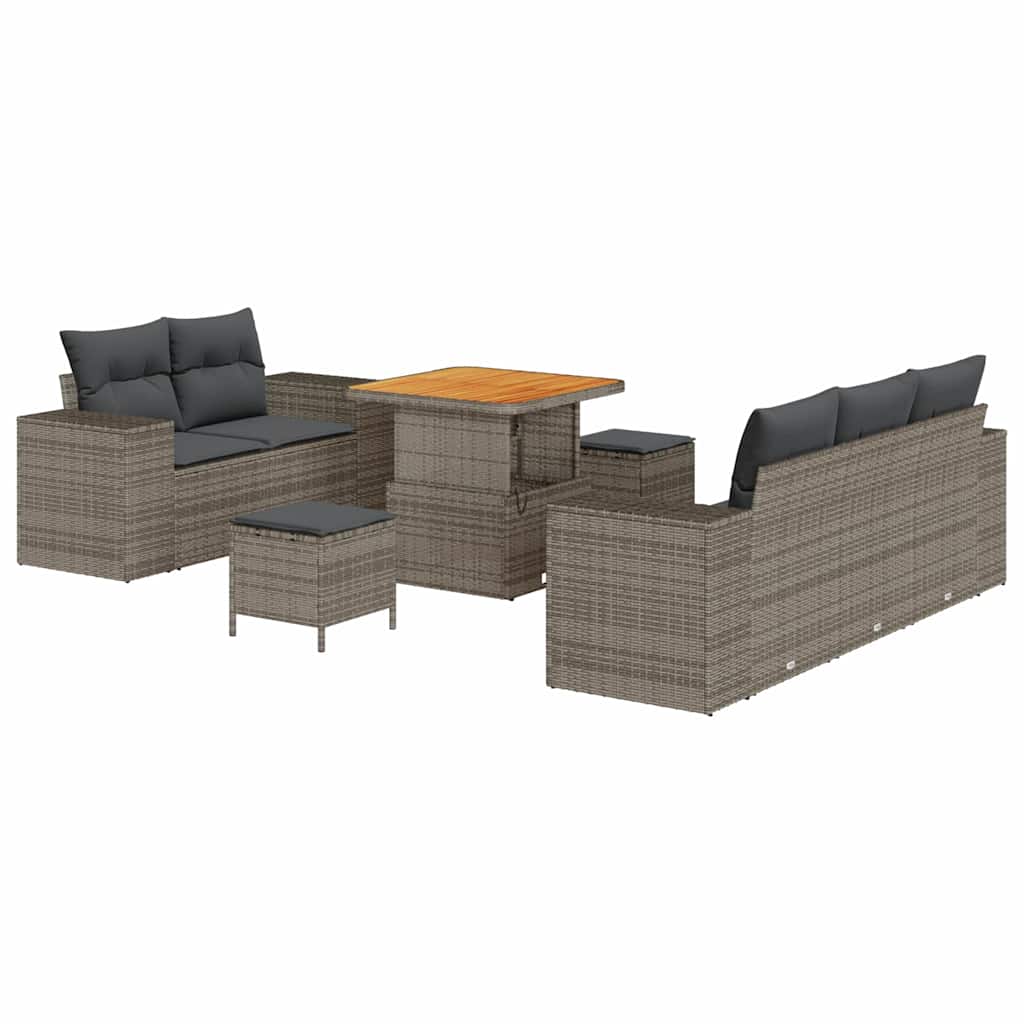 vidaXL Zestaw Sof na Ogród z poduszką 8 pcs Szary Rattan poli