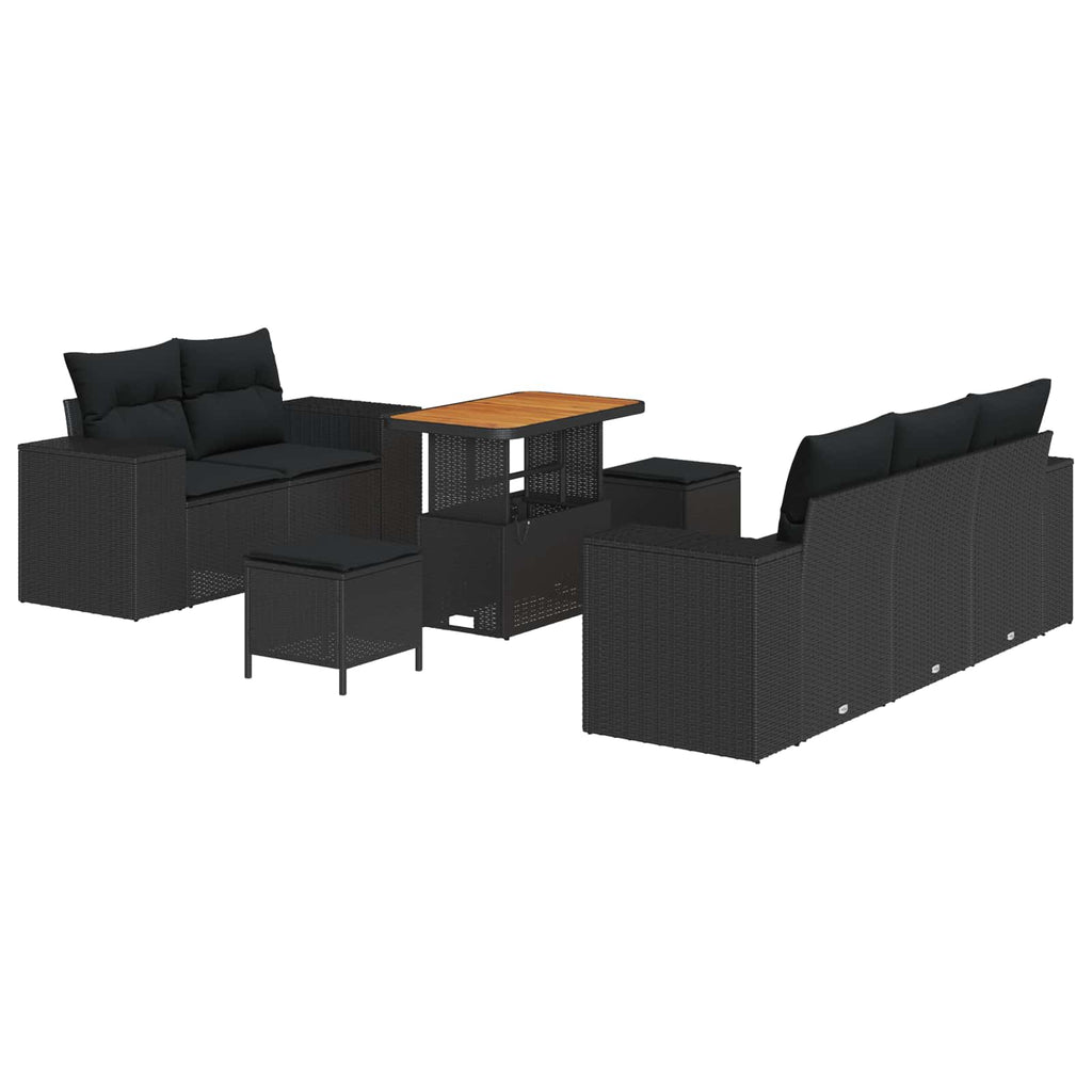 vidaXL Zestaw Sof na Ogród z poduszką 8 pcs Czarny Rattan poli