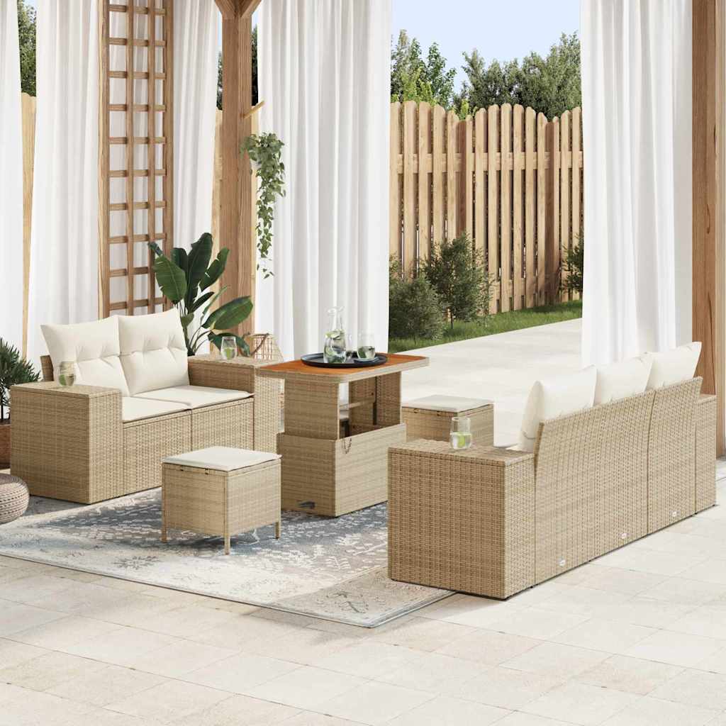vidaXL Zestaw Sof na Ogród 8 pcs Beżowy i kremowy Rattan poli