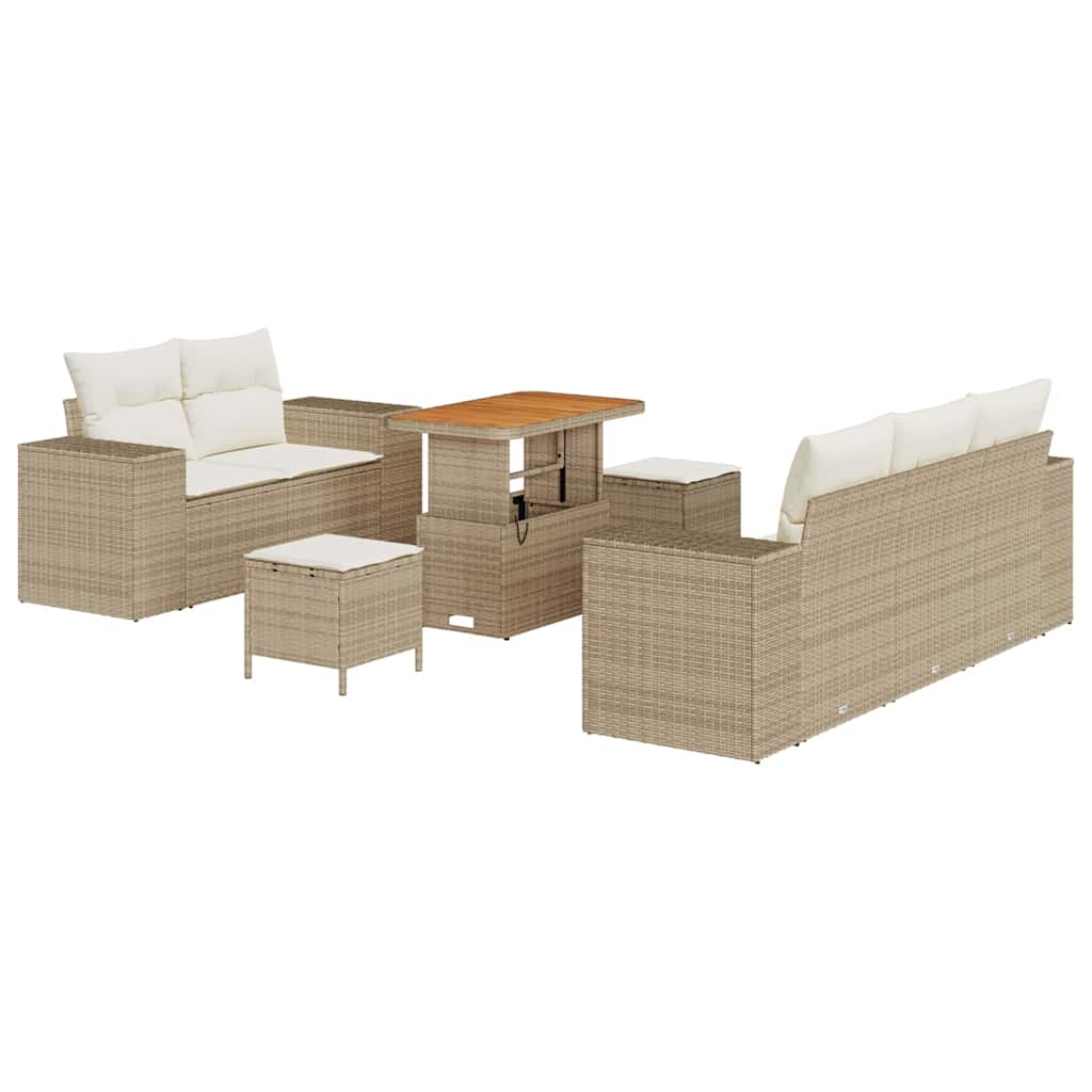 vidaXL Zestaw Sof na Ogród 8 pcs Beżowy i kremowy Rattan poli