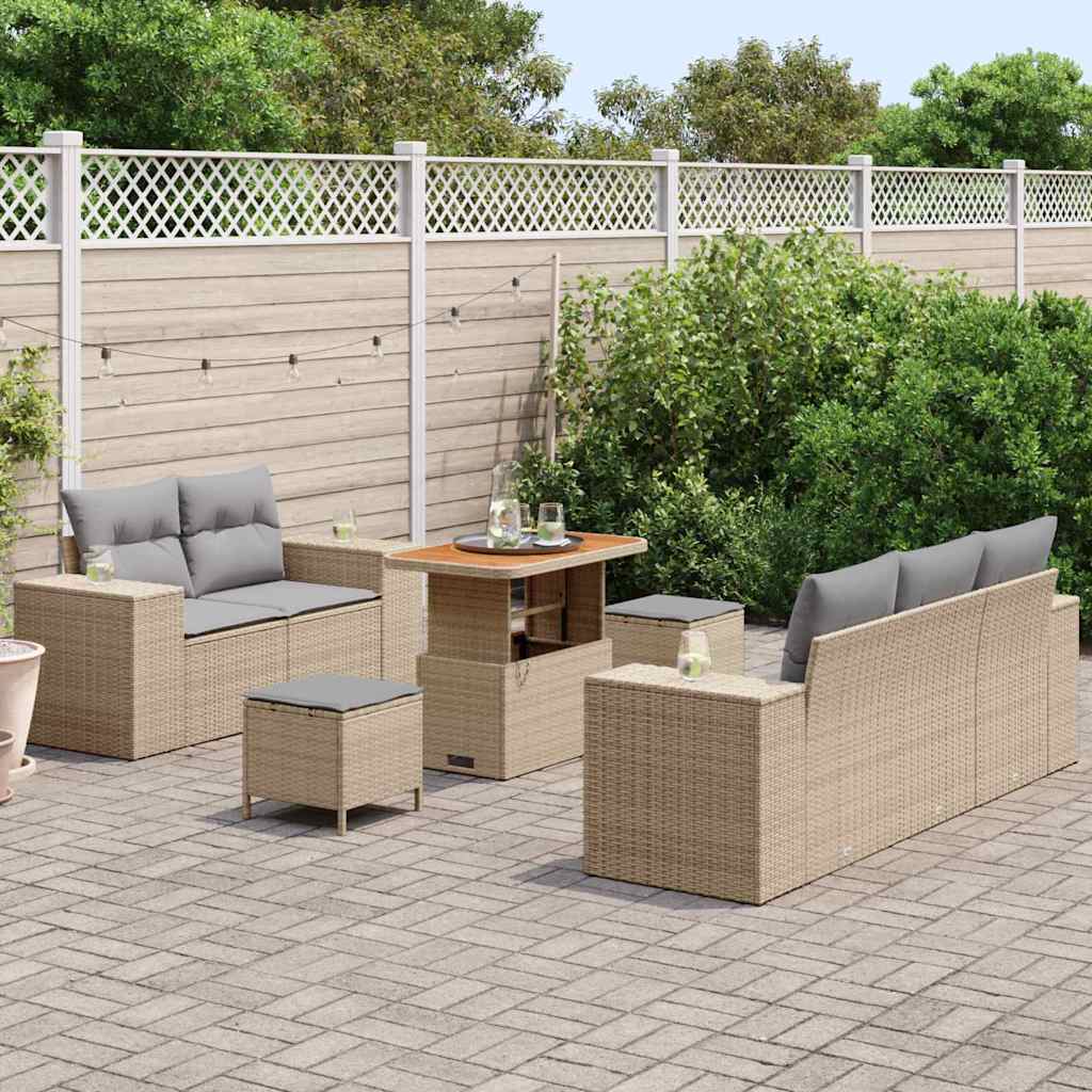 vidaXL Zestaw Sof na Ogród 8 pcs Beżowy i jasnoszary Rattan poli