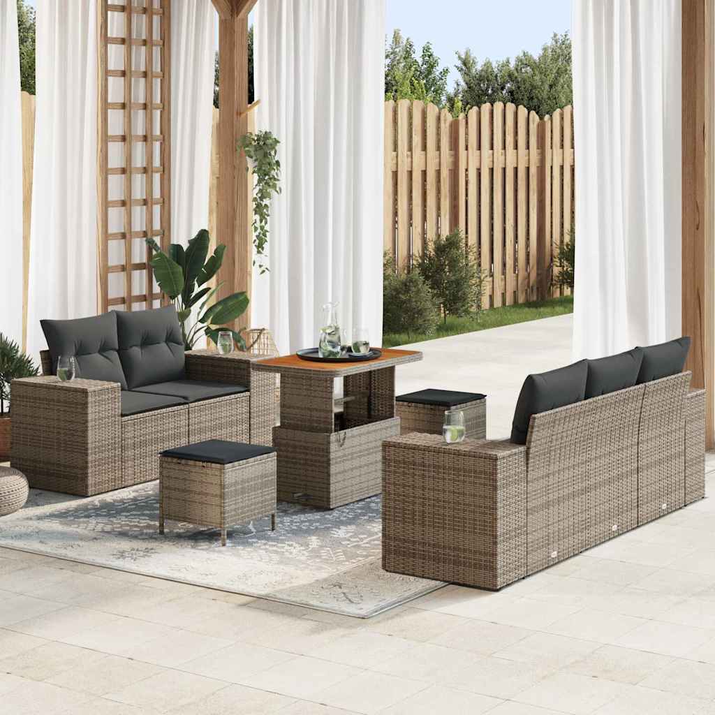 vidaXL Zestaw Sof na Ogród z poduszką 8 pcs Szary Rattan poli