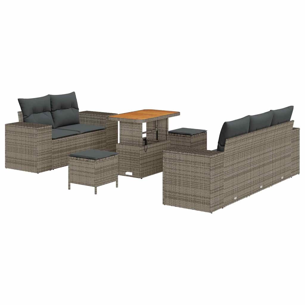 vidaXL Zestaw Sof na Ogród z poduszką 8 pcs Szary Rattan poli