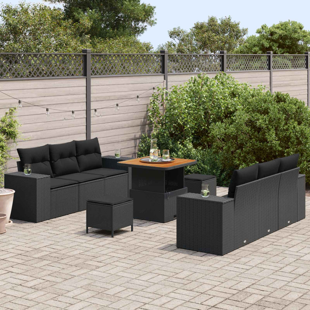 vidaXL Zestaw Sof na Ogród Czarny 221 x 204 x 85 cm Rattan poli