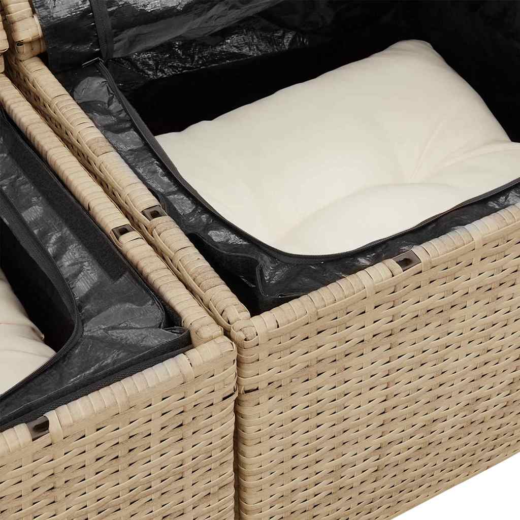 vidaXL Zestaw Sof na Ogród Beżowy i kremowy Rattan poli